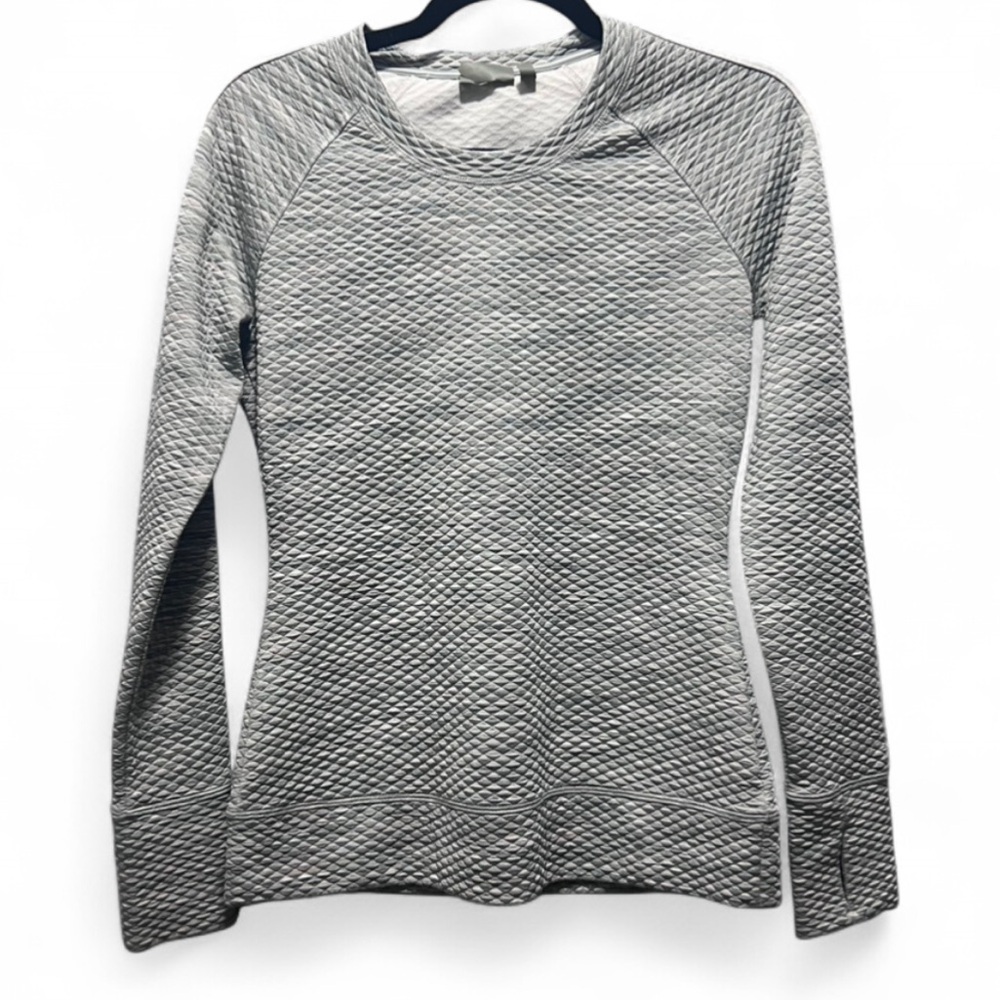 ATHLETA Quilted Long-Sleeve Crewneck Sweatshirt - Light Gray XS